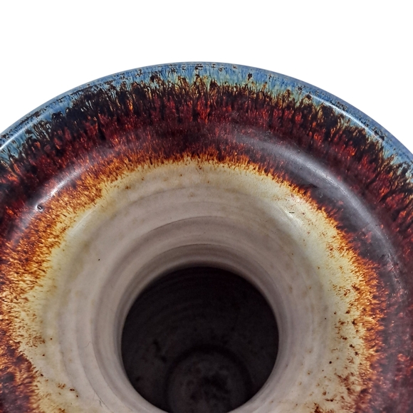 Vintage Inarco Italian Mid Century Modern Vase Drip Glaze Floral Design 14" - Picture 6 of 10